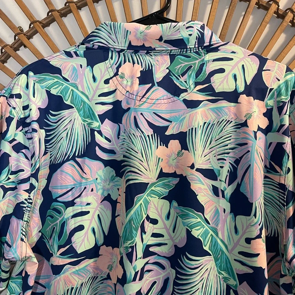 Chubbies The Weekend Has Arrived Colorful Leaf Print Polo  Performance. beach - Picture 7 of 8